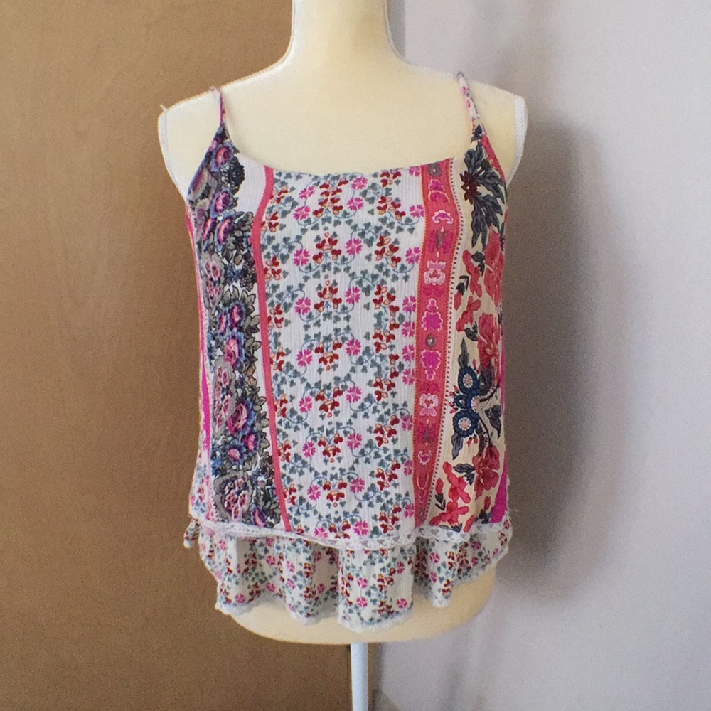 Pink floral blouse